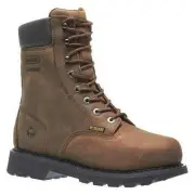Wolverine Work Boot Steel Toe Waterproof Leather 8 Inch Brown Mens Size 7.5