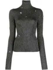 Christopher Kane Crystal Embellished metallic knit top SZ S $700