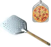 12inch Pizza Peel, Pizza Oven Shovel with Perforated and Long Handle, Pizza Paddle Spatula for Homemade Baking Pizza Bread, Lightweight Reusable