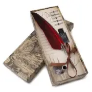 Antique Feather Dip Pen Quill Pen Calligraphy Metal Nibbed Pen Writing Ink Se...