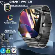2-in-1 Earphones Bluetooth Call NFC Heart Rate and Blood Pressure Smart Watch