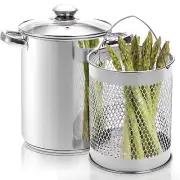 Asparagus Pot, 4 Quart Stainless Steel Steamer Cooker, Vegetable Asparagus Co...