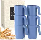 Wheat Straw Cups - Mug Set of 6, 16 Oz Reusable Plastic Mugs with Handles