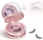 Buqikma 3 Layers Circle Eyelash Box with Mirror, Empty Eyelash Storage Case Organizers Travel Lash Case with Lash Holder for Cosmetic （Rose Gold）
