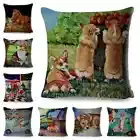 Oil Painting Dog Pillow Case Decor Cartoon Welsh Corgi Pembroke Cushion Cover