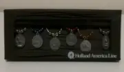 Holland American Line Pewter Wine Glass Charms Set Of 6