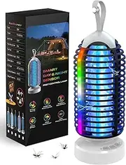 Bug Zapper Outdoor with Marquee Light, Cordless Mosquito Zapper, 4000mAh Rechargeable Bug Zapper Indoor, Auto On/Off Waterproof Mosquito Trap Fly Zapper for Patio Backyard Kitchen Camping (2 Pack)