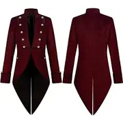 Punk Gothic Medieval Renaissance Coat Tuxedo Tailcoat Ren Faire Vampire Plague Doctor Plus Size Men's Steampunk Masquerade Party Evening Wear Masquerade Adult