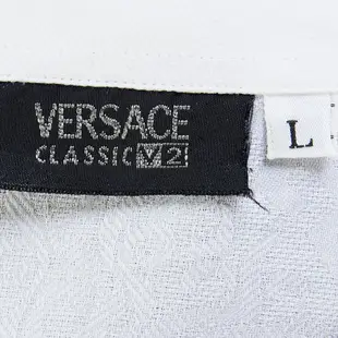 義大利時尚品牌Versace CLASSIC V2凡賽斯LOGO緹花白色長袖襯衫