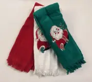 Vintage R.A. Briggs Christmas Fingertip Towels Lot of 3 Red Green White Santa