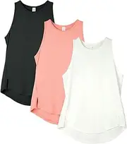 [icyzone] Women's Lightweight Workout Tops Racerback Gym Shirts Athletic Running Tank Tops 3-Pack