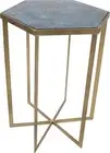 Accent Table LEO Antique Brass Shadow Blue Hand-Blown Glass Hand-Painted