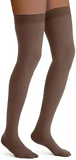 JOBST Opaque Compression Stockings, 20-30 mmHg, Thigh High, Silicone Dot Band, Closed Toe, Espresso, Medium