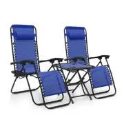 3 Pack Lounge Beach Chairs for Outside, Zero Gravity Camping Chairs with Side