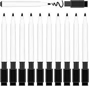 YUNAI 10 PCS Black Whiteboard Marker Pens with Eraser, Dry Wipe Fine Tip Marker Pens for Whiteboard, Thin Bullet Tip Erasable Pens Black, Office Teacher Supplies