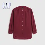 GAP 女裝 純棉寬鬆圓領長袖襯衫-玫紅色(704254)