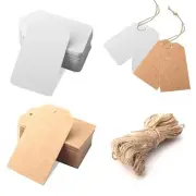 101pcs Kraft Paper Gift Tags with String, 2.8''×1.6'' Blank Hang Tags