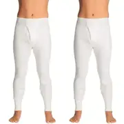 2x Holeproof Aircel Thermal Mens White Long Johns Sleep Pants Underwear MYPY1A Bulk Base Layer