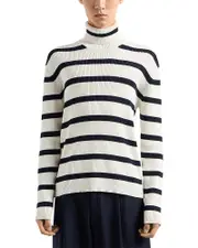 Emporio Armani Striped Ribbed Turtleneck Sweater