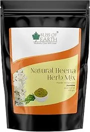 Bliss of Earth Herbal Henna For Hair Jasmine, Blended With Herbs Amla, Neem, Babul Gum and & Jasmine Essential Oil For Long Lasting Hair Color, Hair Nourishment, 100gm