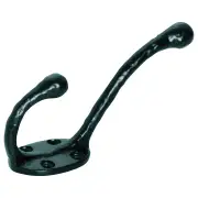 Plain Double Hat &amp; Coat Hook, Matte Blk