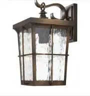 Barrington 1-Light Golden Bronze Outdoor 14 in. Wall Lantern Sconce Glass