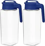 Iwasaki Industries Last Lower, Cold Water Bottle, 0.6 gal (2.1 L), Set of 2, Square Pitcher, Made in Japan, Heat Resistant, Vertical & Horizontal, Cold Tea Bottle, Coffee, Water Jug, Horizontal Mount