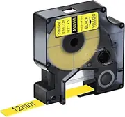 NineLeaf Compatible for Dymo Rhino 18056 S0718310 Tape 1/2'' 12mm x 1.5m IND Heat Shrink Tube Black on Yellowm for Wires Cables in Rhino 4200 5000 5200 6000 Tyco T107M Industrial Label Maker