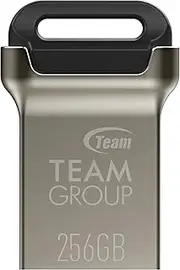 TEAMGROUP C162 256GB USB 3.2 Gen 1 USB 3.1/3.0 Mini Fits Metal Read 140MB/s Flash Thumb Drive External Data Storage Memory Stick Compatible with Computer/Laptop Black TC1623256GB01