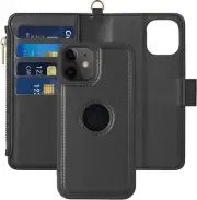 for iPhone 11 Wallet Case with Detachable Magnetic Flip Cover and RFID Blocking