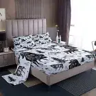 Bear Bed Sheets for Rustic Cabin,Grey Deer Moose Wolf Mountain Sheet Set Quee...