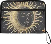 YMXFXP Moon Sun Star Expandable Filing Folder, 13-Pocket Funny Cute Design with Sticky Labels, A4 Letter Size Document Organizer for Office, School, Boys, Girls