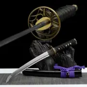 Folded Steel Japanese Katana Mini Knife Black Samurai Sword Battle Ready Sharp .