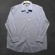 Van Heusen Stain Shield Tall Fit LS Collared Button Up Shirt Men's 20 35/36 Blue