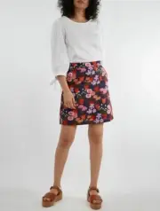 Princess Highway Flower Pots Linen Blend Floral Skirt Size 12 XL Lined