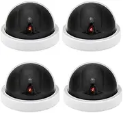 AlfaView Solar Powered Bullet Dummy Fake Surveillance Camera Security CCTV Dome Camera with LED Flashing Light for Outdoor/Indoor,Home/Business (Dome-Black-4 Pack)