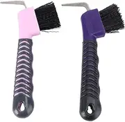 Yardwe Horse Hoof Pick Comfortable Handle Cleaning Brush for Horse Hair 2pcs Set Random Color