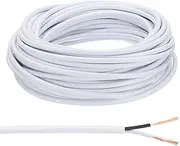 uxcell 50Ft 18/2 PVC Covered Wire, 300V SVT Round Lamp Cord Insulated Heat Resistant Electronical Flexible Cable for LED Lamp Wire Audio Cable Speaker, White, UL Listed