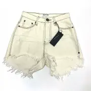 One Teaspoon Coconut High Waist Bonita Denim Shorts 24