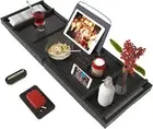 Bath Caddy Tray for Bathtub - Bamboo Adjustable Organizer Tray for Bathroom with