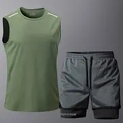 Men's Activewear Set Sports Set Athleisure Sleeveless Soft Quick-drying Gym Workout Sports Sportswear Activewear Solid Colored White Army Green Gray