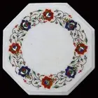 12" Marble Inlay side Table Handmade Floral Pietradura Art Home Decor