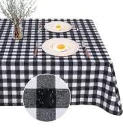 Checkered PVC Tablecloth Rectangle Waterproof Vinyl Table Cloth Oil Proof