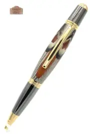 Sierra Ballpoint Pen with Amherst Pheasant Feathers Black Titanium Titanium Gold