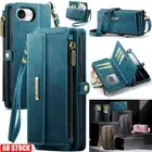 For iPhone 16e 16 15 14 13 12 Pro Max 7 8 Wallet Case Leather Shockproof Cover