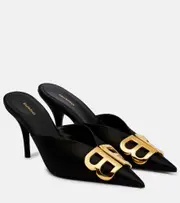 [Balenciaga] Balenciaga BB satin mules AU 6 black