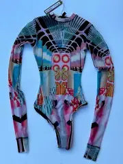 SKIMS Summer Mesh Long Sleeve Thong Bodysuit Color Train Deco Size: XS Sold Out