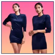 NWT Cynthia Rowley Velour Shoulder Pad Mini Dress in Navy Blue Size XS $325