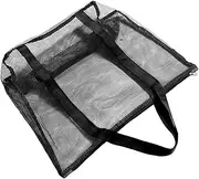 [GANAZONO] Large Capacity Mesh Tote Bag with Zipper Transparent Beach Bag for Groceries Travel Sports Comfortable Shoulder Strap for Easy Carrying for Vacation and Pool Use