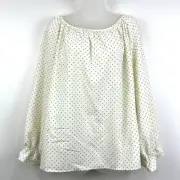 Talbots Top Women's 3XP Cream NWT Blouse Polka Dot Cottagecore Peasant Texture
